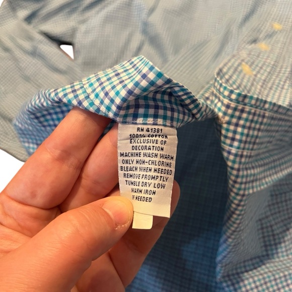 Ralph Lauren Men Large Blue Purple‎ Plaid Long Sleeve Shirt Oxford Button Front - Picture 5 of 7